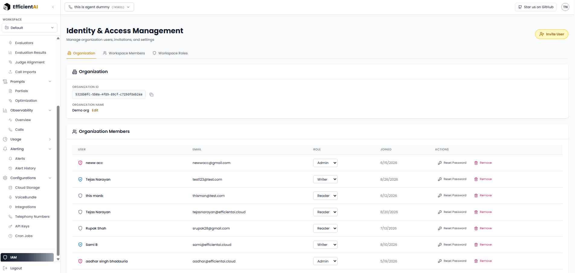 IAM organization management